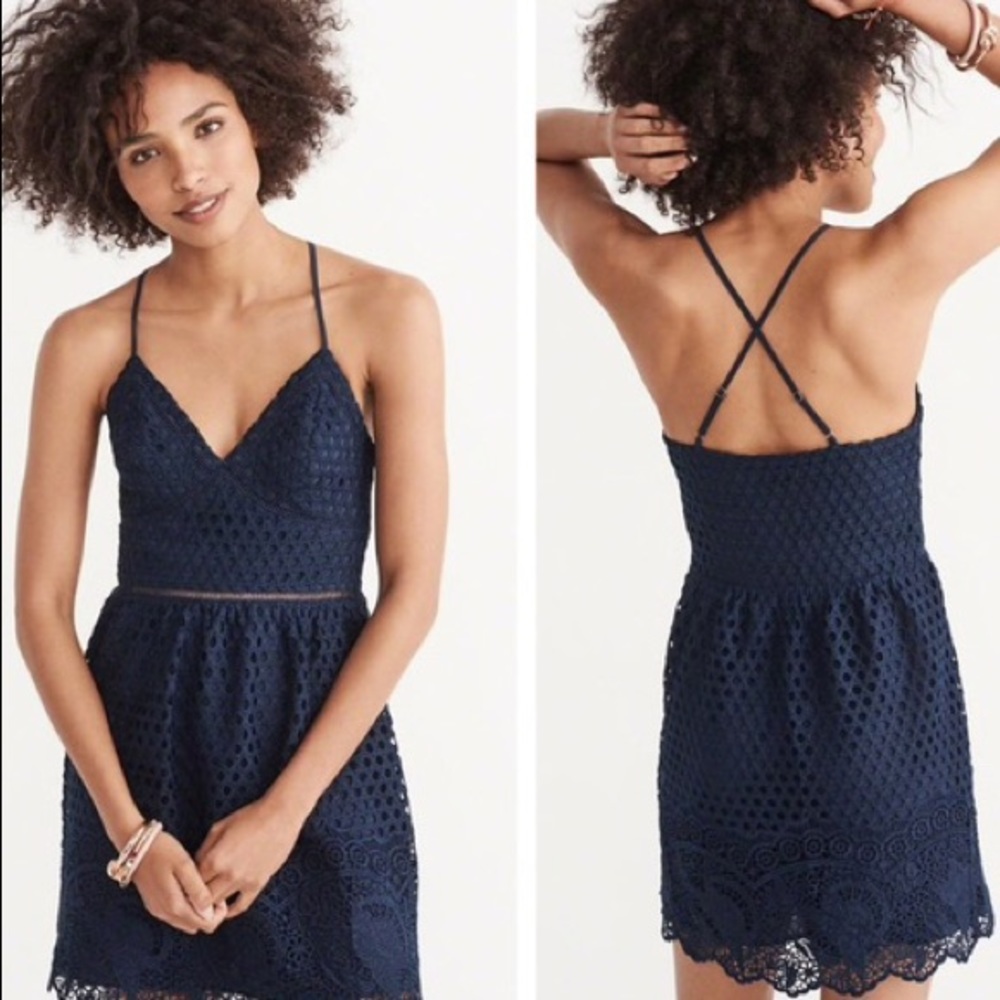 Abercrombie Navy Crochet Lace Dress